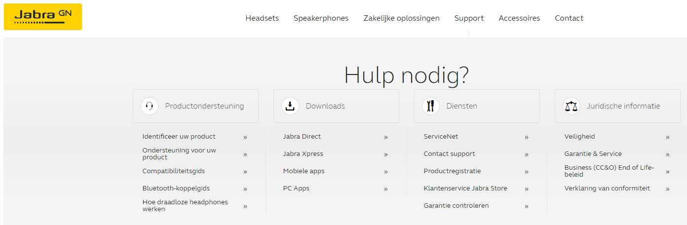 Klik bovenin de balk op Support Klik bovenin de balk op Support
